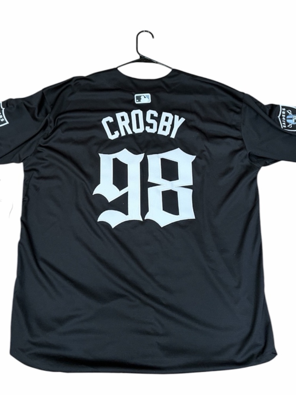 Raiders Crosby Black Baseball Jersey with Crosby raiders jersey old English